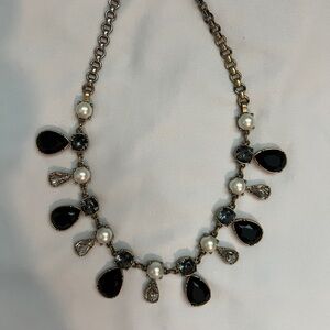 J. Crew Silver and Black Victorian-Inspired Necklace